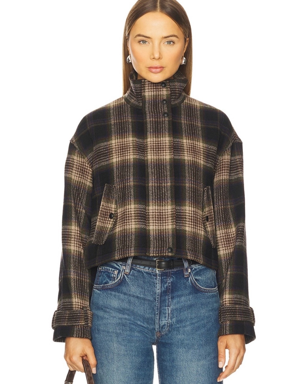 Veronica Beard Bateman Plaid Wool Blend Jacket